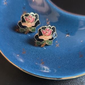 Moody Aesthetic Rose Cloisonne Earrings